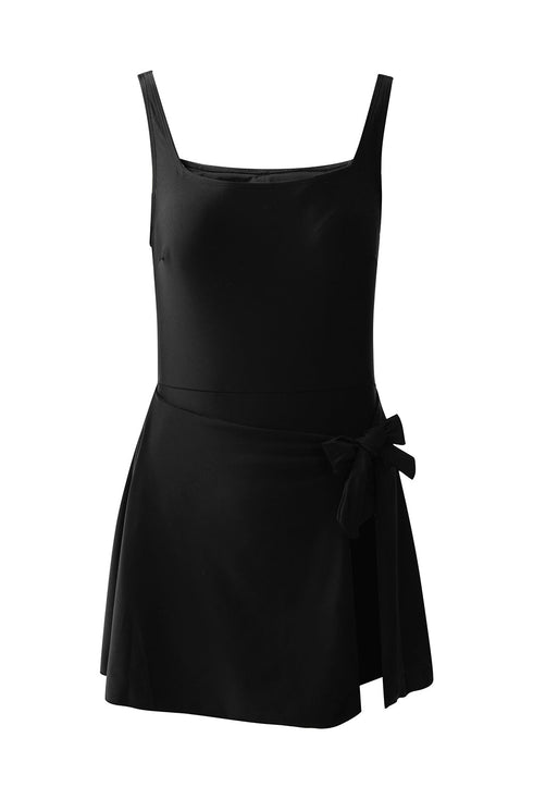 Square Neck Tie Waist Sarong Swim Dress