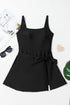Square Neck Tie Waist Sarong Swim Dress
