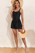 Square Neck Tie Waist Sarong Swim Dress