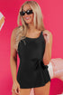 Square Neck Tie Waist Sarong Swim Dress