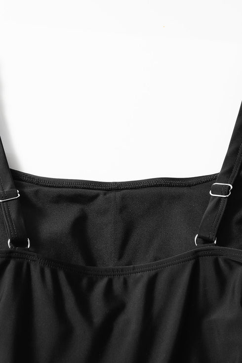 Square Neck Tie Waist Sarong Swim Dress