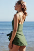 Square Neck Tie Waist Sarong Swim Dress