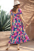 Square Neck Tiered Ruffle Short Sleeve Maxi Dress