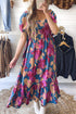 Square Neck Tiered Ruffle Short Sleeve Maxi Dress