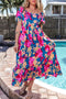 Square Neck Tiered Ruffle Short Sleeve Maxi Dress