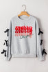 Stacked Merry Christmas Script Ribbon Split Sleeve Graphic Sweatshirt