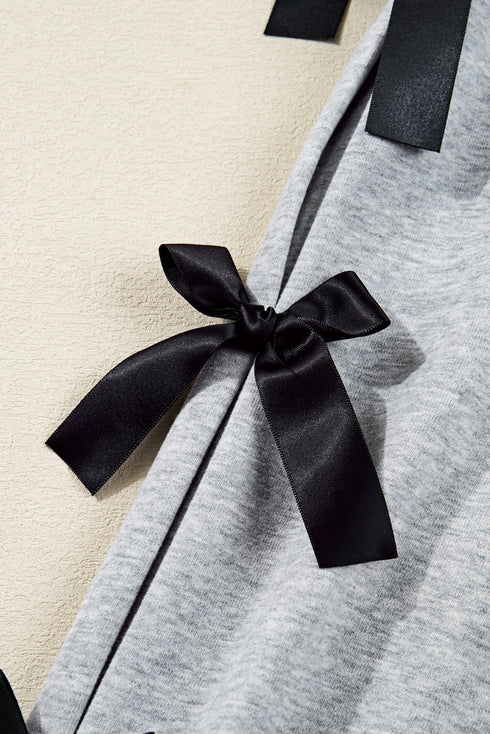 Stacked Merry Christmas Script Ribbon Split Sleeve Graphic Sweatshirt