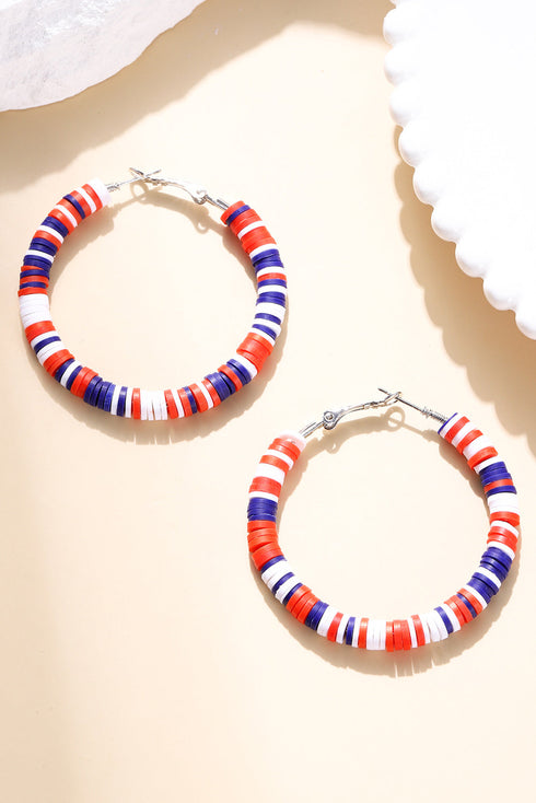 Stacked Polymer Clay Disc Beaded Hoop Earrings