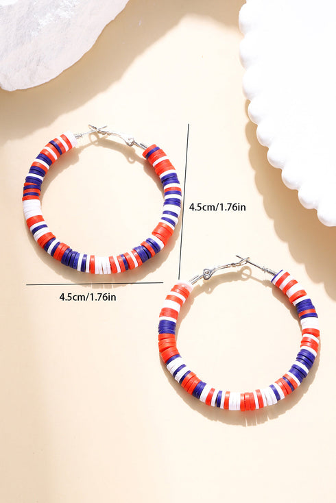 Stacked Polymer Clay Disc Beaded Hoop Earrings