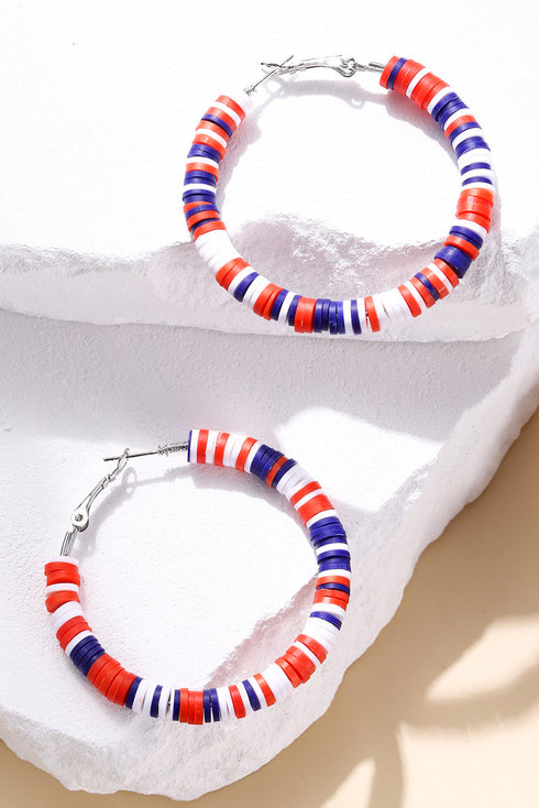 Stacked Polymer Clay Disc Beaded Hoop Earrings
