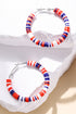Stacked Polymer Clay Disc Beaded Hoop Earrings