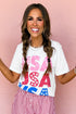 Stacked USA Starry Letter Graphic Distressed Short Sleeve Tee
