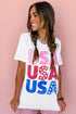 Stacked USA Starry Letter Graphic Distressed Short Sleeve Tee