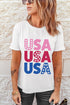 Stacked USA Starry Letter Graphic Distressed Short Sleeve Tee