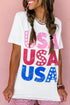 Stacked USA Starry Letter Graphic Distressed Short Sleeve Tee