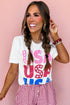 Stacked USA Starry Letter Graphic Distressed Short Sleeve Tee