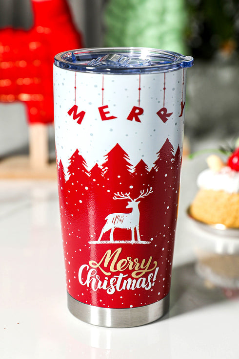 Stainless Steel Elk And Pine Tree Pattern Insulated Tumbler