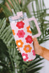 Stainless Steel Floral Print Handle Vacuum Insulated Tumbler