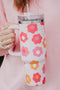 Stainless Steel Floral Print Handle Vacuum Insulated Tumbler