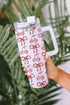 Stainless Steel Fruit Print Bow Detail Travel Tumbler