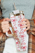 Stainless Steel Fruit Print Bow Detail Travel Tumbler