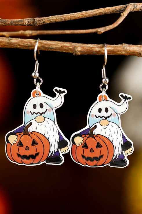 Stainless Steel Pumpkin Face Novelty Dangle Earrings