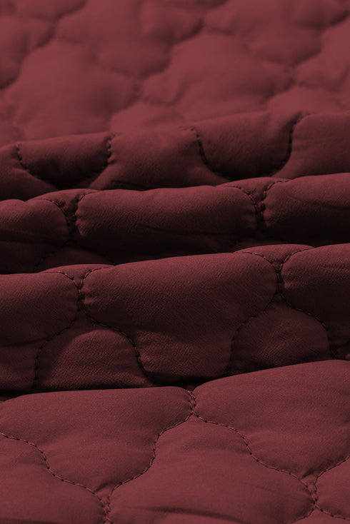 Stand Collar Flower Quilted Snap Button Zip Vests