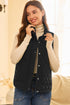 Stand Collar Flower Quilted Snap Button Zip Vests