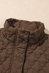 Stand Collar Flower Quilted Snap Button Zip Vests