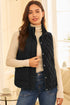 Stand Collar Flower Quilted Snap Button Zip Vests