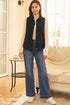 Stand Collar Flower Quilted Snap Button Zip Vests