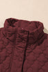 Stand Collar Flower Quilted Snap Button Zip Vests