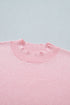 Stand Neck Contrast Wavy Trim Knit Short Sleeve Sweater