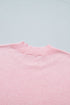 Stand Neck Contrast Wavy Trim Knit Short Sleeve Sweater