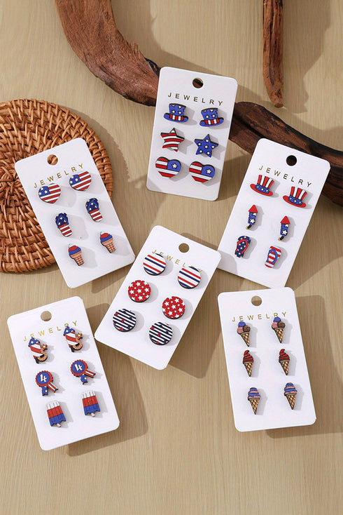 Star And Heart Patterned Wooden Hat Silhouette Earrings