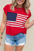 Star and Stripe Dolman Short Sleeve Knit Sweater