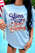 Star And Stripe Graphic Print Oversized Tee