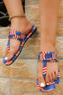 Star And Stripe Graphic Print T Strap Slippers