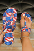 Star And Stripe Graphic Print T Strap Slippers
