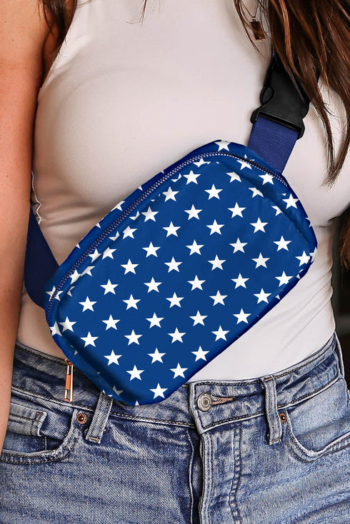 Star And Stripe Print Adjustable Crossbody Bag