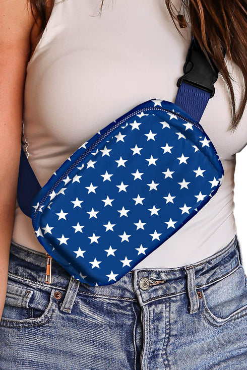 Star And Stripe Print Adjustable Crossbody Bag