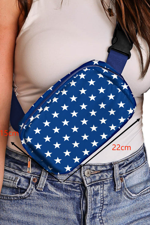 Star And Stripe Print Adjustable Crossbody Bag