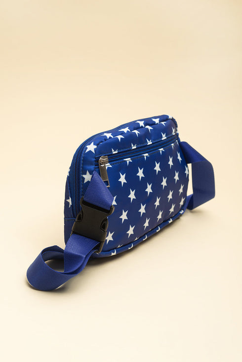 Star And Stripe Print Adjustable Crossbody Bag
