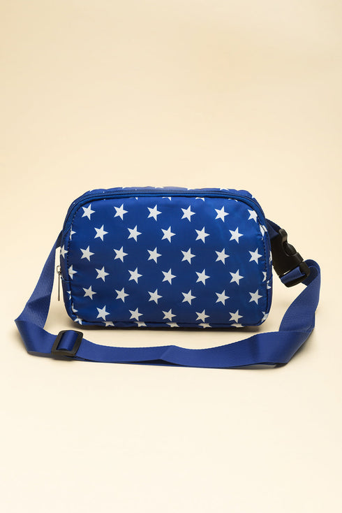 Star And Stripe Print Adjustable Crossbody Bag