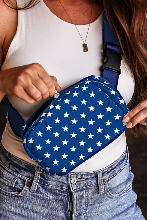 Star And Stripe Print Adjustable Crossbody Bag
