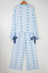 Star And Stripe Print Bow Detail Two Piece Lounge Set