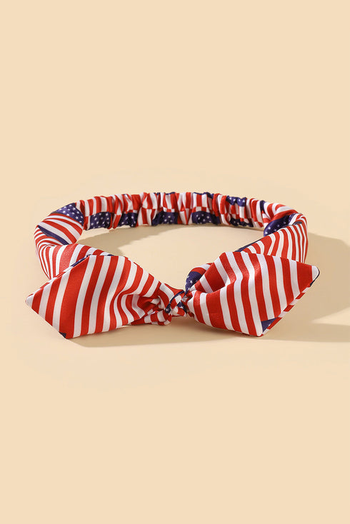 Star And Stripe Print Bow Knot Stretch Headband