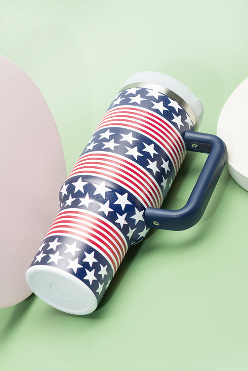 Star And Stripe Print Large Alloy Handled Tumbler