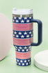 Star And Stripe Print Large Alloy Handled Tumbler