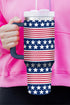 Star And Stripe Print Large Alloy Handled Tumbler